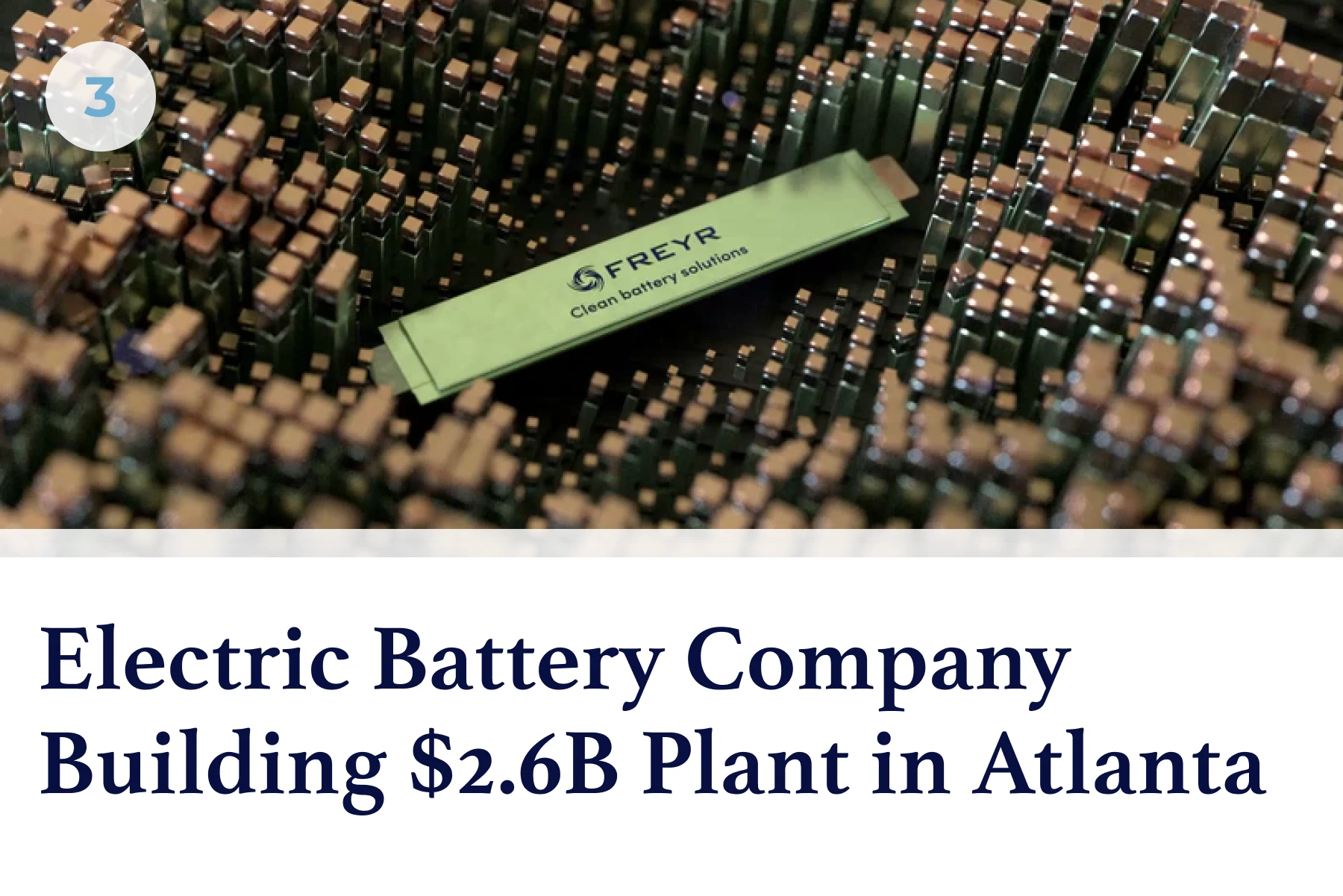 Electric Battery Company Building $2.6B Plant in Atlanta